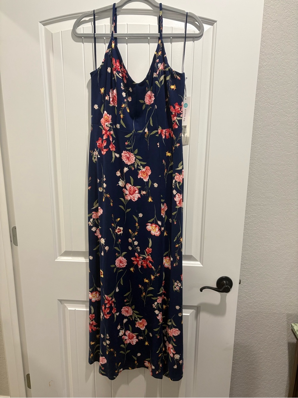 NWT Nine Britton Kellie Knit Floral Maxi Dress Navy L Stitch Fix